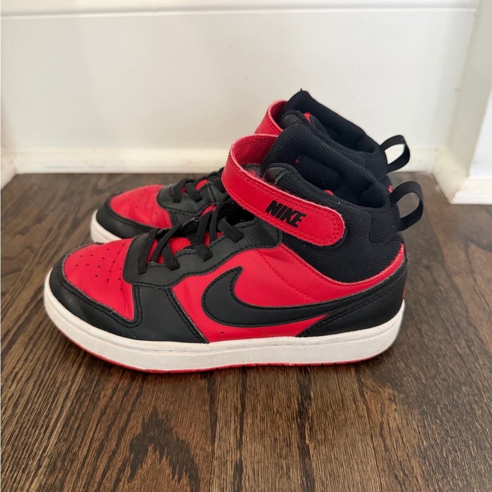 Nike Kids Black and Red High-Top Sneakers